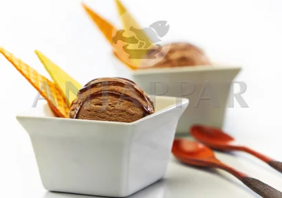 Two small bowls of ice cream topped with orange waffers, a refreshing and colorful dessert