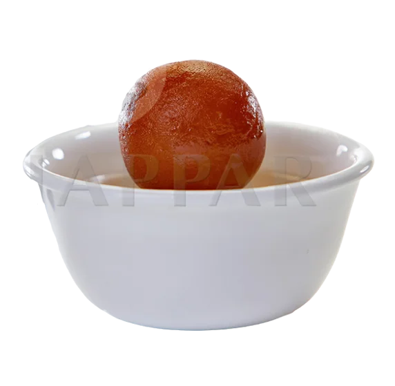 A bowl of assorted sweet gulab jamun is placed in a white bowl for perfect special occassion